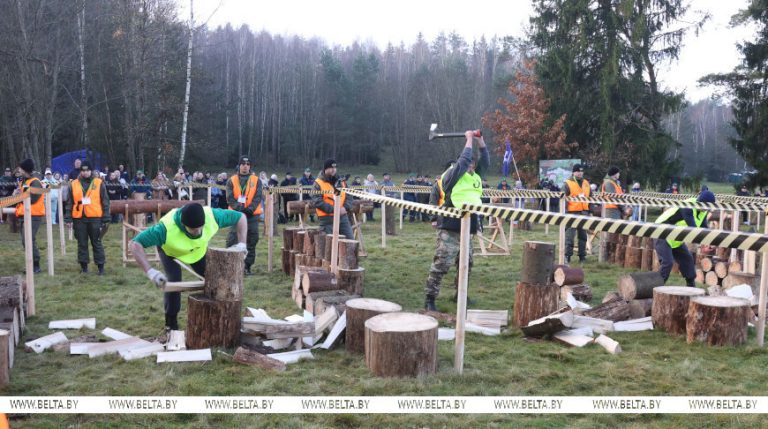 Мастер-классы, звездные гости и невероятная атмосфера. Четвертый чемпионат по колке дров среди СМИ проходит в Минском районе